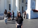 In front of the White House. Enter from the south side and exit the front.