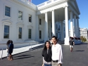 In front of the White House. Enter from the south side and exit the front.