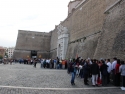 Lining up to enter Vatican Museum for tour group.