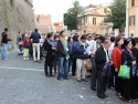 Lining up to enter Vatican Museum for tour group.