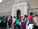 Lining up to enter Vatican Museum for tour group.