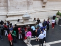 Only tour groups can exit this way which is connected to St. Peter's square. Inscriptions on the fountain read " I saw the water coming out of the temple from the right side". 