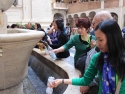 Only tour groups can exit this way which is connected to St. Peter's square. Inscriptions on the fountain read " I saw the water coming out of the temple from the right side". 