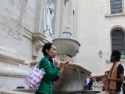 Only tour groups can exit this way which is connected to St. Peter's square. Inscriptions on the fountain read " I saw the water coming out of the temple from the right side". 