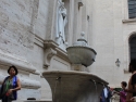 Only tour groups can exit this way which is connected to St. Peter's square. Inscriptions on the fountain read " I saw the water coming out of the temple from the right side". 