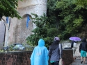 Walking up the hill toward St Claire's Basilica. It was raining.