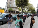 Walking on Rua do Horreo toward Santiago Cathedral.