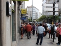 Walking on Rua do Horreo toward Santiago Cathedral.