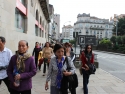 Walking on Rua do Horreo toward Santiago Cathedral.