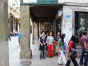 Walking toward Santiago Cathedral.