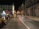 Praça do Comércio at night. Independence day is the day. They are having a 10K run to commemorate. A lot of runners.